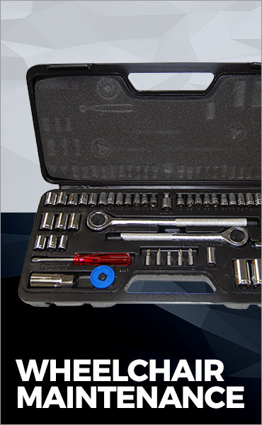 Toolkit for wheelchair maintenance with various sizes of tools.