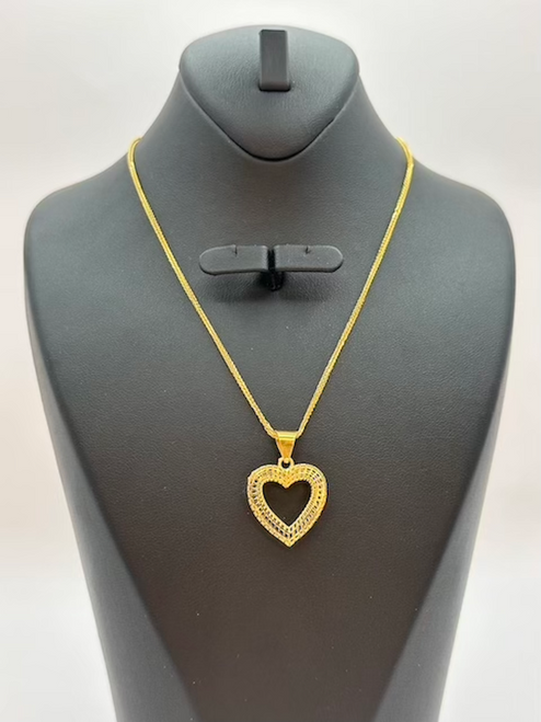 21K Gold Heart Pendant Necklace