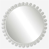 Cyra Wood Round Mirror - White