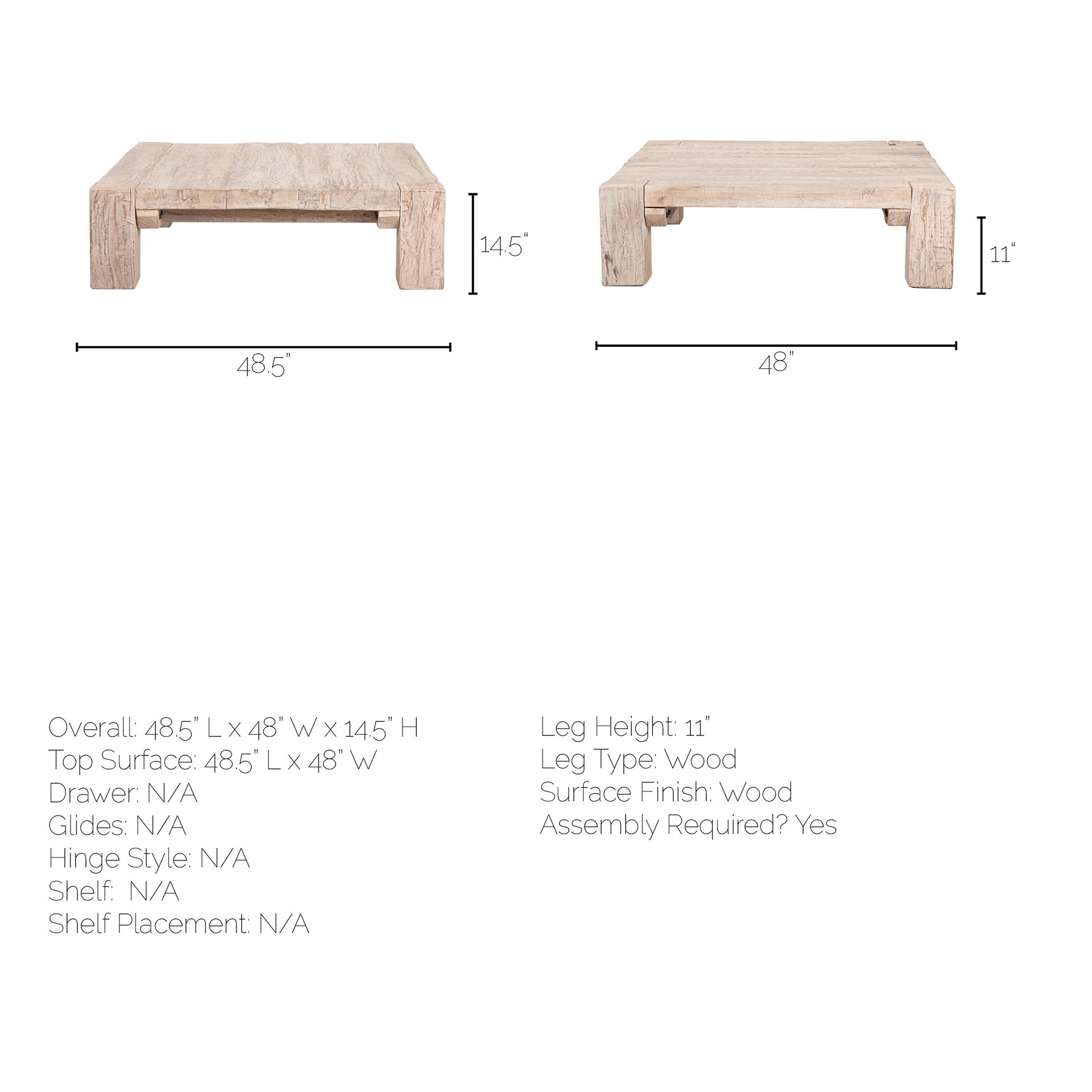 McArthur Reclaimed Wood Square Coffee Table - Ashley Taylor Home