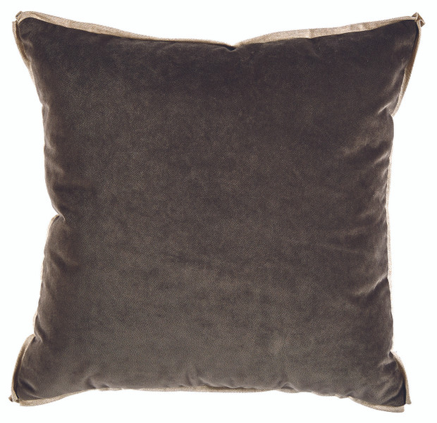 Velvet Charcoal & Linen Flange Pillow