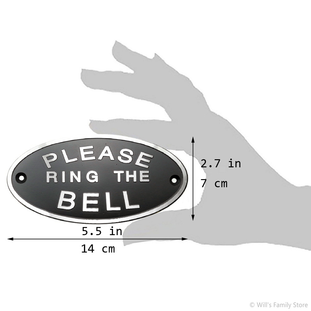 Please Ring the Bell Aluminium Doorbell Sign with Screws Black and