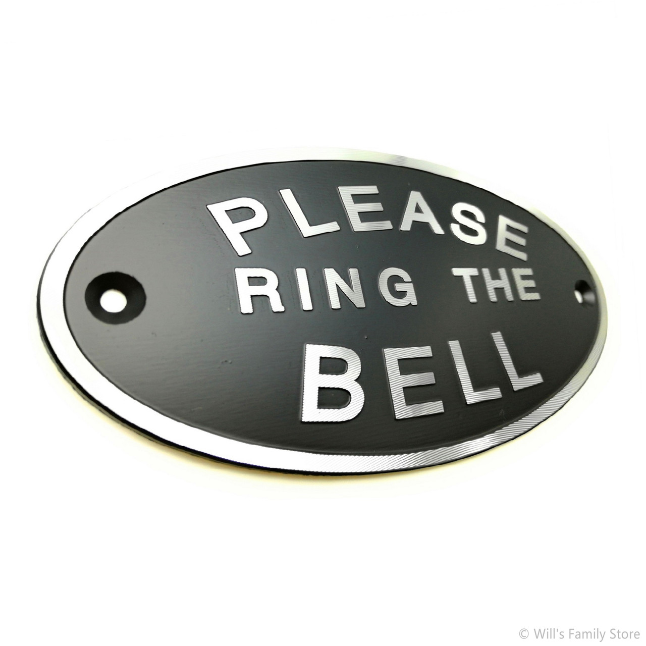 Please Ring the Bell Aluminium Doorbell Sign with Screws Black and