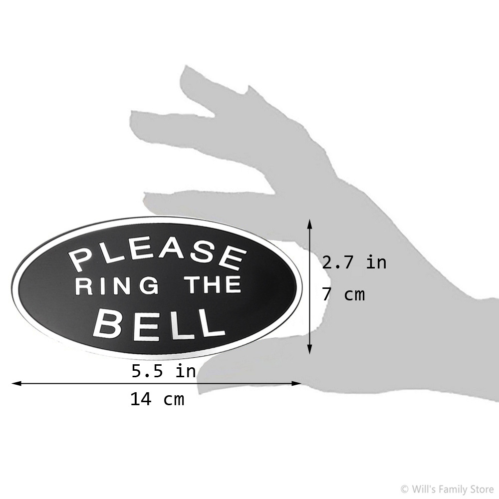 Please Ring the Bell Aluminium Doorbell Sign Self-adhesive Black