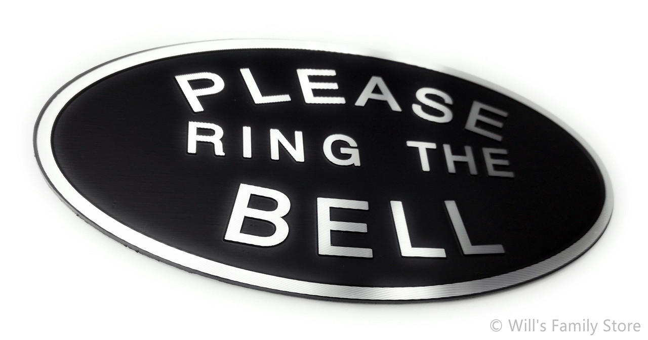 Please Ring the Bell Aluminium Doorbell Sign Self-adhesive Black