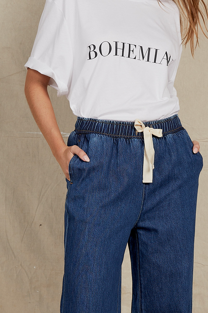 Semi-Sheer Elastic Mid-Waist Pants