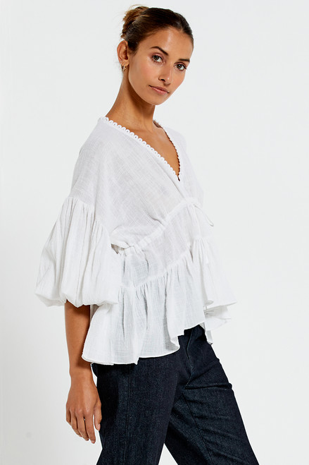 Billow Sleeve Top in White Online | Bohemian Traders