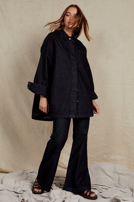 High Waisted Skinny Flare in Indigo Wash Denim