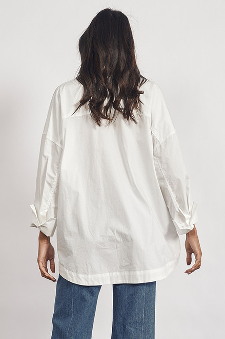 Oversized Shirt in White Cotton Poplin