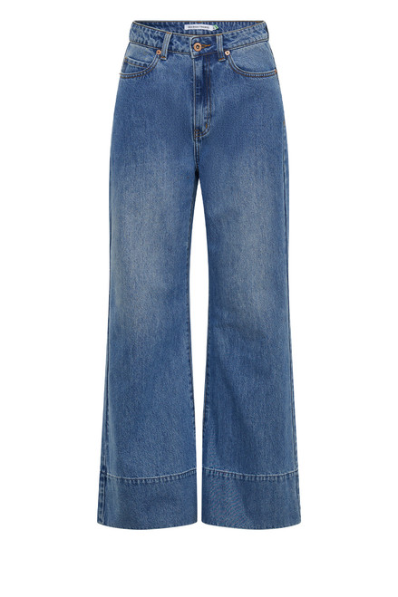 Buy Boohoo Basics High Rise Ripped Flared Jeans In Indigo