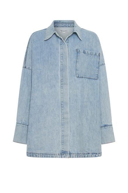 Oversized Shirt in Denim in Ice Blue