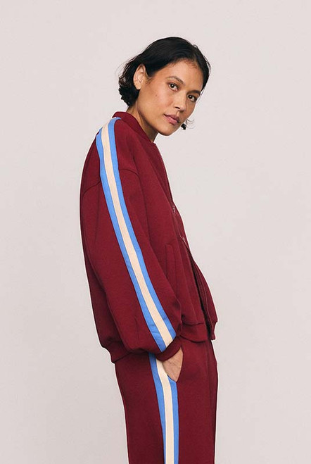 Zipper Track Bomber in Burgundy
