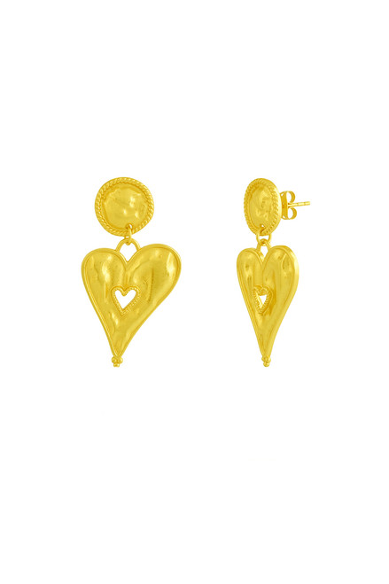 Stretched Heart Earrings in Gold