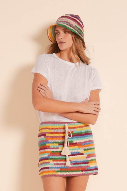 Crochet Bucket Hat in Rainbow