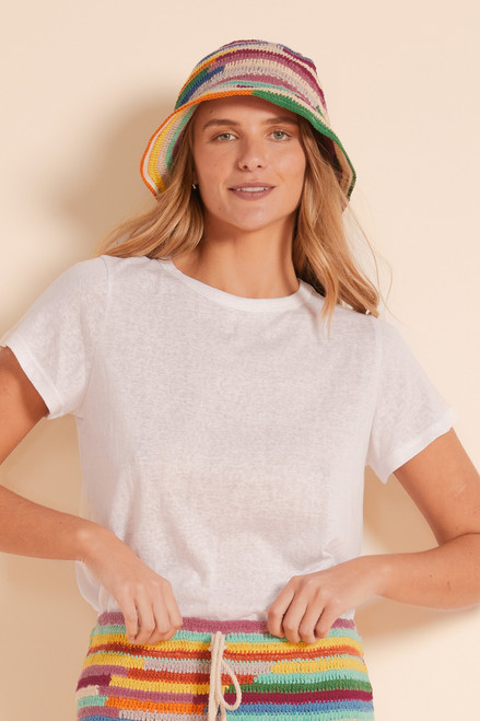 Crochet Bucket Hat in Rainbow