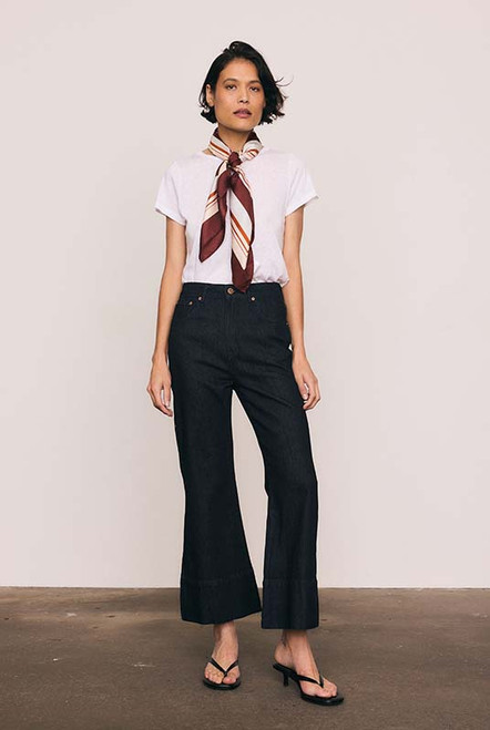 Indigo Crop Flare Jean in Indigo Wash