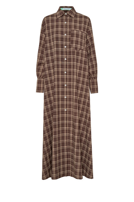 Plaid Opera Dress in Brown
