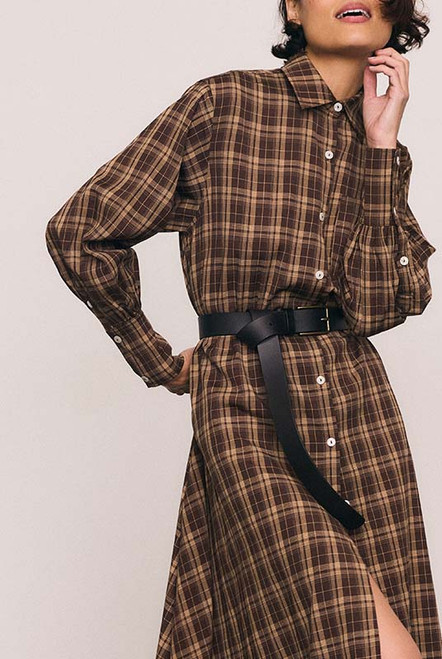 Plaid Opera Dress in Brown