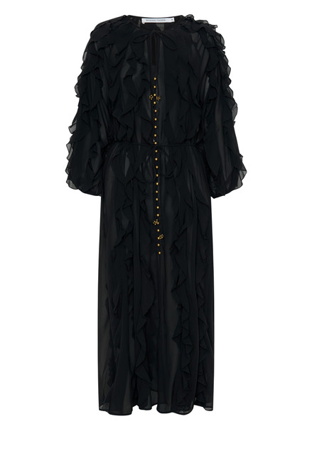 SUNRAY FLOUNCE MAXI DRESS IN BLACK