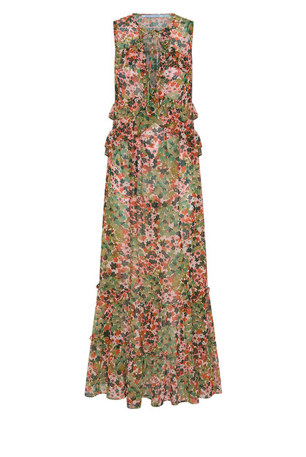 Ivy Frill Dress in Green Ditsy