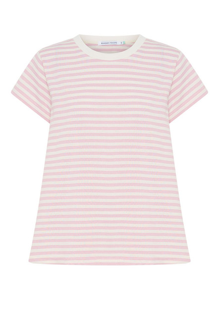 A true Bohemian Traders classic, the Classic Swing Tee is a signature silhouette reimagined in a fresh mauve yarn-dyed stripe. Crafted from soft cotton-spandex jersey with a ribbed crew neck, it moves beautifully through a relaxed swing shape. Don’t miss your chance to own the latest colourway of everyone’s favourite, best-selling tee.