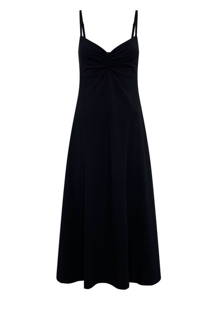 Every season we like to design a staple black dress and this one is not to be missed. It has a tank-inspired bodice and falls to a full skirt cut from crisp poplin.