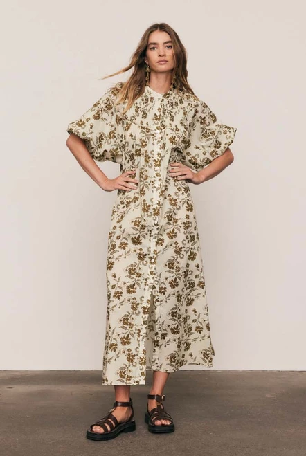 Archer Smock Midi Dress in Olive