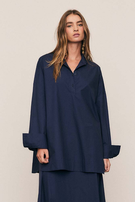 Oversized Kaftan Shirt in Navy