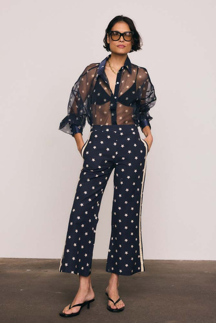 Crop Star Linen Pant in Navy
