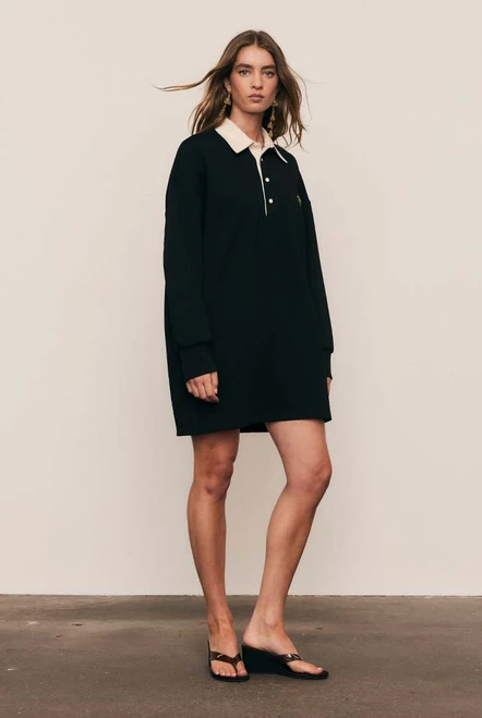 Rugby Jersey Dress in Black