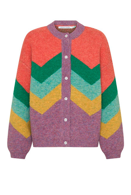 Zig Zag Fluffy Knit Cardi in Spliced