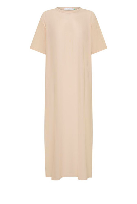 Mesh Tee Dress in Buff