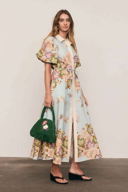 Alma Midi Shirt Dress in Blue