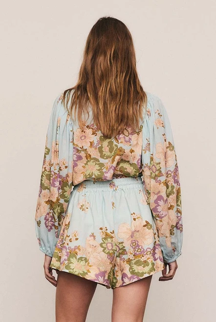 Alma Puff Sleeve Blouse in Blue
