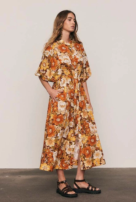 Blair Shirt Dress in Rust