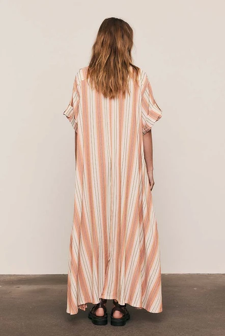 Stripe Swing Shirt Dress in Coral Stripe