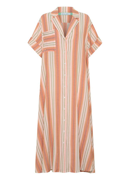 Stripe Swing Shirt Dress in Coral Stripe