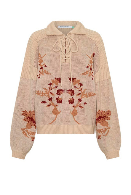 Archer Eyelet Knit Jumper in Buff