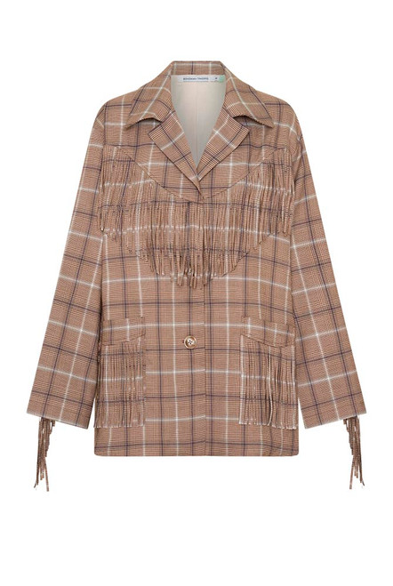 Fringed Oversized Shirt in Check