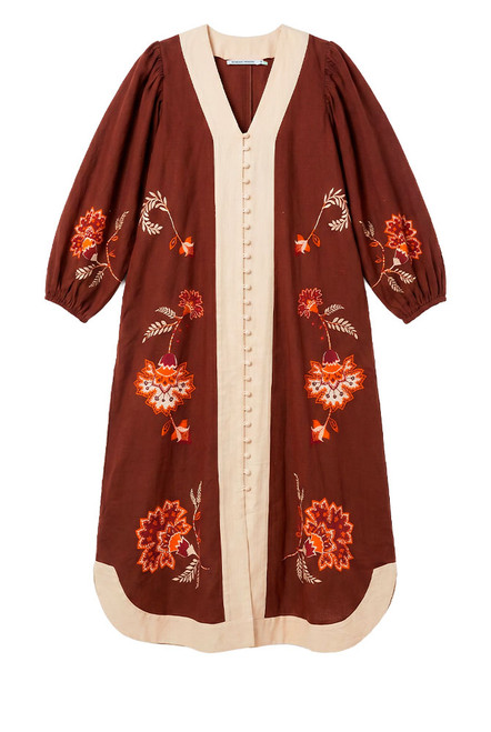 Palme Kaftan Dress in Mahogany