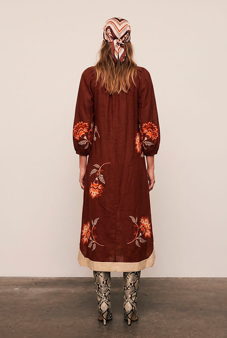 Palme Kaftan Dress in Mahogany
