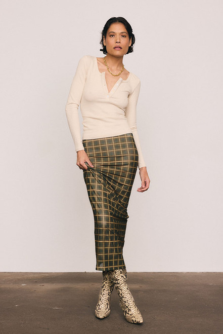 Foundations Plaid Tube Skirt in Green Check