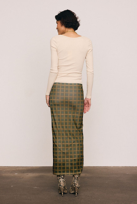 Foundations Plaid Tube Skirt in Green Check