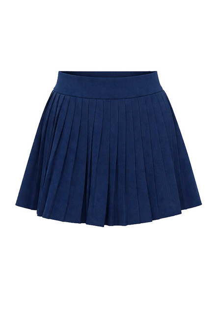 Pleated Ponte Skirt in Navy