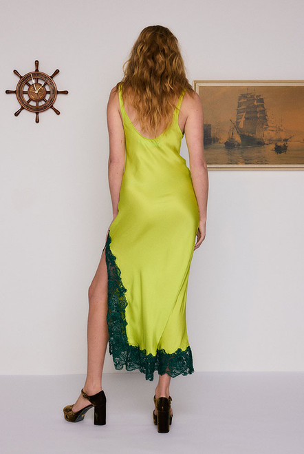 Cowl Neck Applique Slip Dress in Citrus