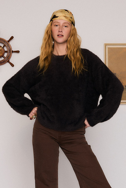 Fluffy Oversized Jumper in Brown