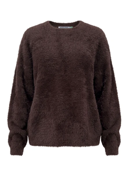 Fluffy Oversized Jumper in Brown