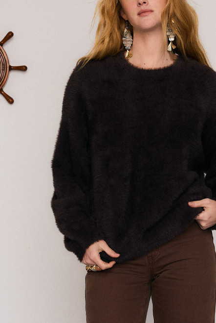 Fluffy Oversized Jumper in Brown