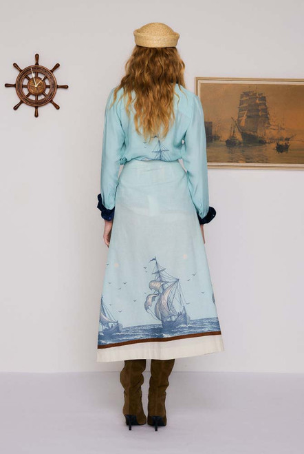 Blue Sails Circle Skirt in Blue