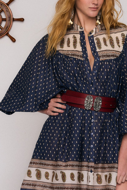 Ada Smock Mini Dress in Navy